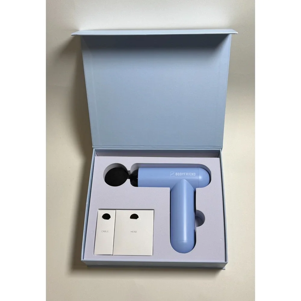 BODYFRIEND miniGUN Massage Gun Light Blue w/ Box & Accessories